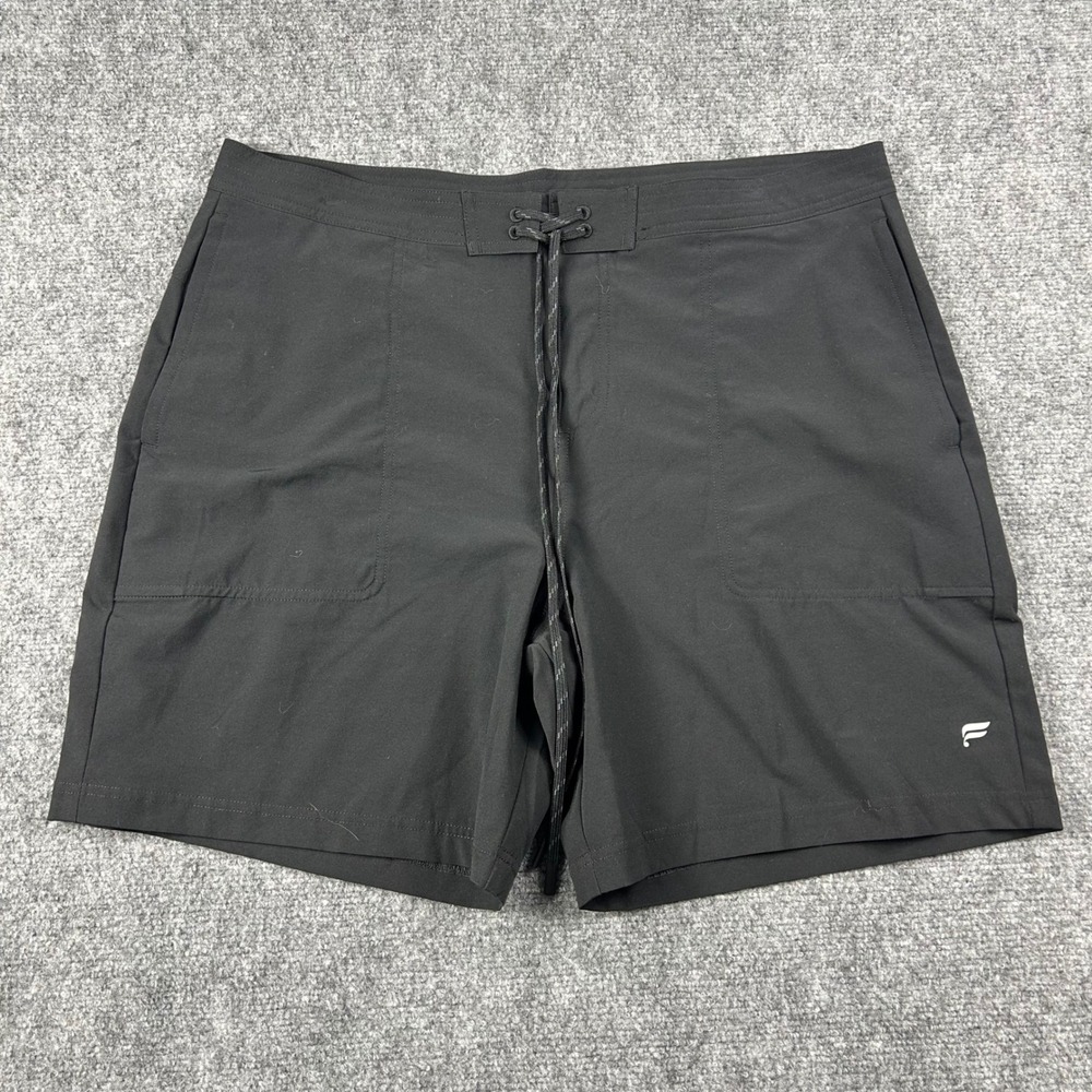 Fabletics Board Shorts Mens 36 Black Lace Up Stretch Athletic Swimming Beach‎
